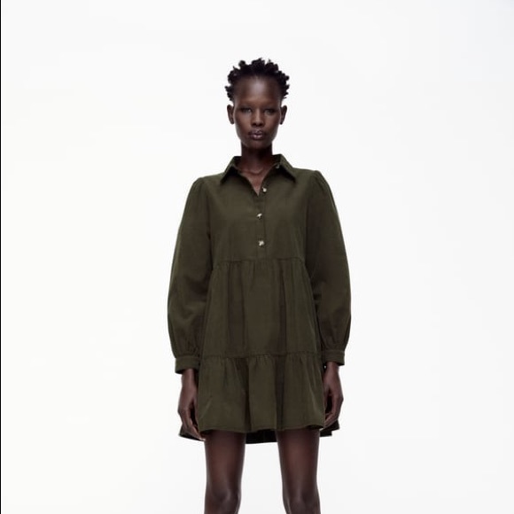 Zara green corduroy dress size medium - Picture 1 of 4